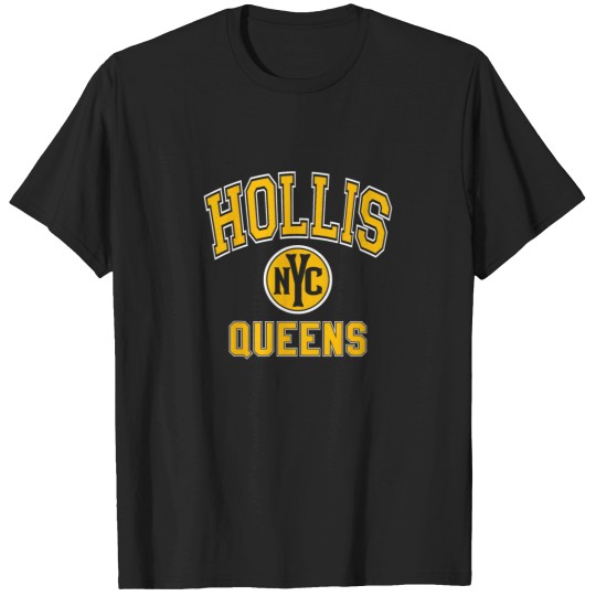 Discover Hollis Queens Text NYC Circle Amber Print T-Shirts