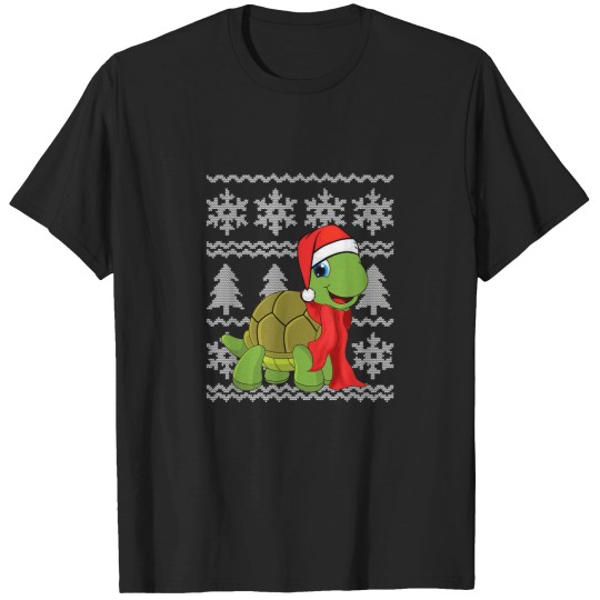 Discover Turtle Santa Hat Scarf Ugly Christmas Sweater Ho T-Shirts