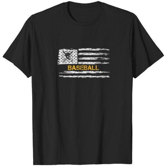 Discover USA American Flag Baseball Player Silhouette Fu T-Shirts