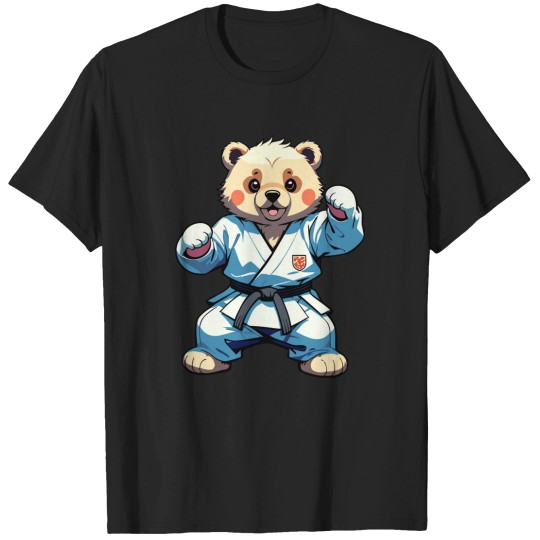 Discover AI Generated Karate Bear Cartoon Illustration T-Shirts