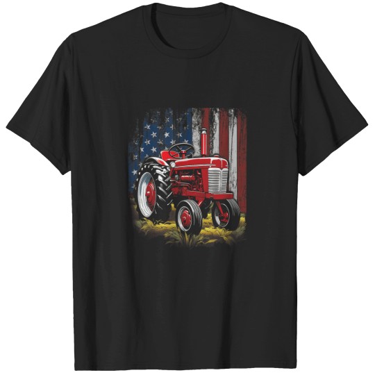 Discover Patriotic Tractor American Flag Tractor Farmer F T-Shirts