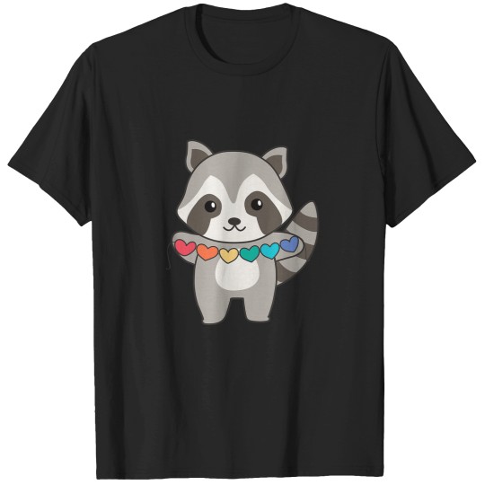 Discover Rainbow Flag Gay Pride Lgbtq Hearts Raccoon T-Shirts