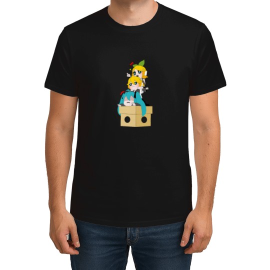 Discover Vocaloid - Kagamine Rin, Kagamine Len and Hatsunee Miku Chibi i T-Shirts