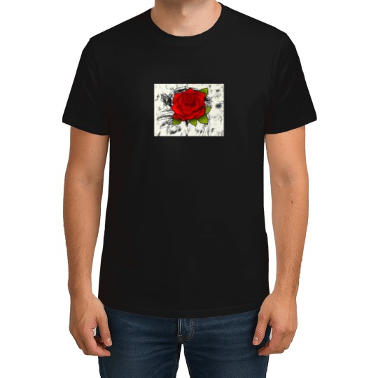 Discover Red Rose Black  White 2183 T-Shirts