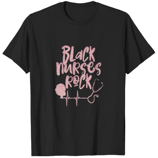Discover Womens Black Nurses Rock Afro Rose Heartbeat RN T-Shirts