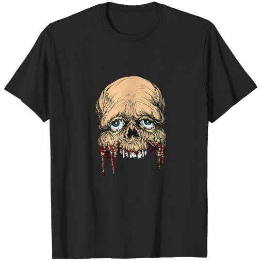 Discover Half Face zombie skull Horror Art T shirt T-Shirts