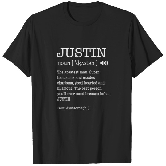Discover The Name Is Justin Funny Men Definition Personal T-Shirts
