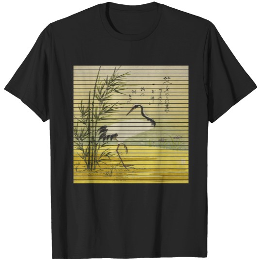 Discover Famous Vintage Art Crane Bamboo and Iris Special Design T-Shirts