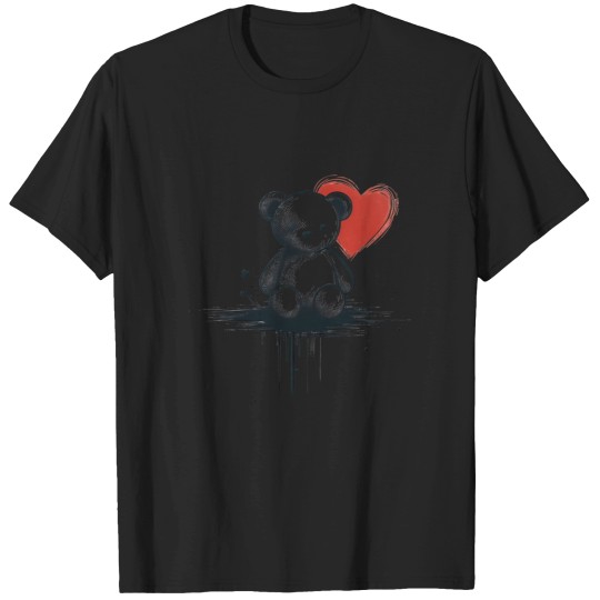 Discover Cute Teddy Bear With Hearts (Ink Design) (4) T-Shirts