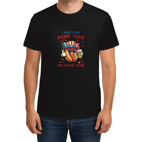 Discover 4th Of July Funny Hot Dog Usa Flag I Need Some Hawk Tush T-Shirts