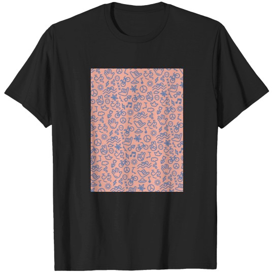 Discover Funky Bikes Cycling patterns Salmon Pink and Blue T-Shirts