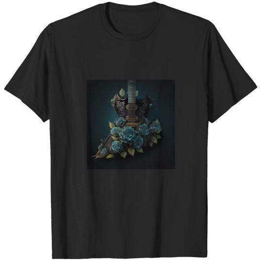Discover Gothic guitar with its blue roses T-Shirts