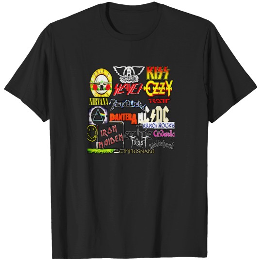 Discover 80S-Rock-Bands-Collage-Amazing-Essential-T-Shirt-(1) T-Shirts
