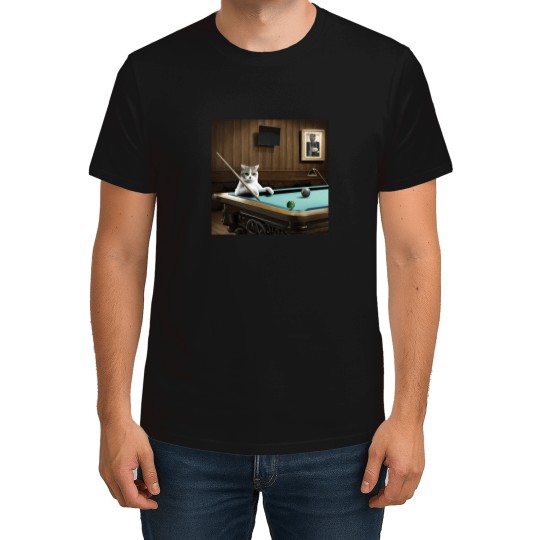 Discover Cat Plays Billiards T-Shirt T-Shirts