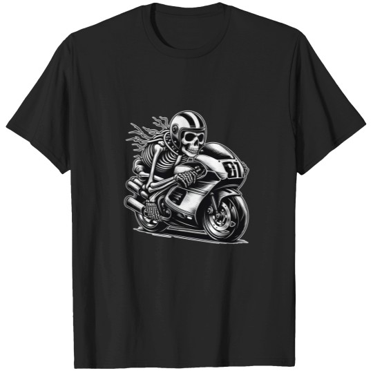 Discover Skeleton Dark Motorcycle Racing Byker Racing Car Naascar Moto Gps Chopper Ogirdor T-Shirts