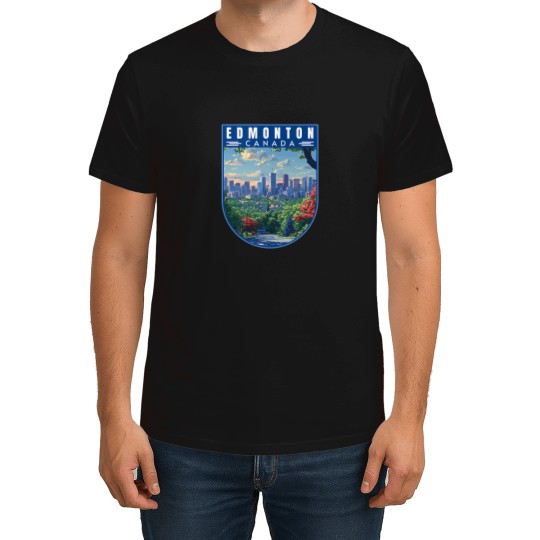 Discover edmonton in alberta canada retro travel art landcape 1 T-Shirts