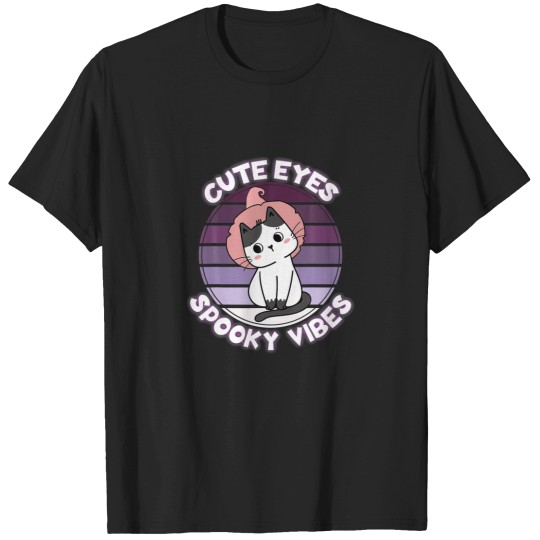 Discover Funny Cute Eyes Spooky Vibes Kawaii Cat Halloween Costume   T-Shirt T-Shirts