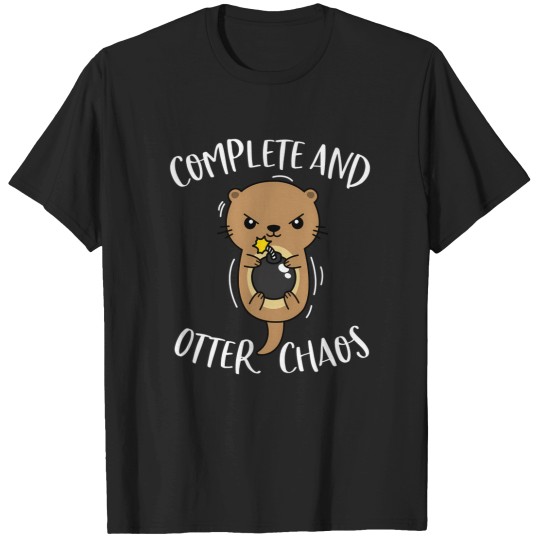 Discover Complete And Otter Chaos Funny Cute Sea Otter Pun yellow stars S T-Shirts