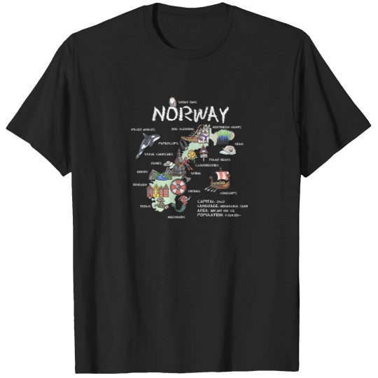 Discover Norway - illustrated map T-Shirts