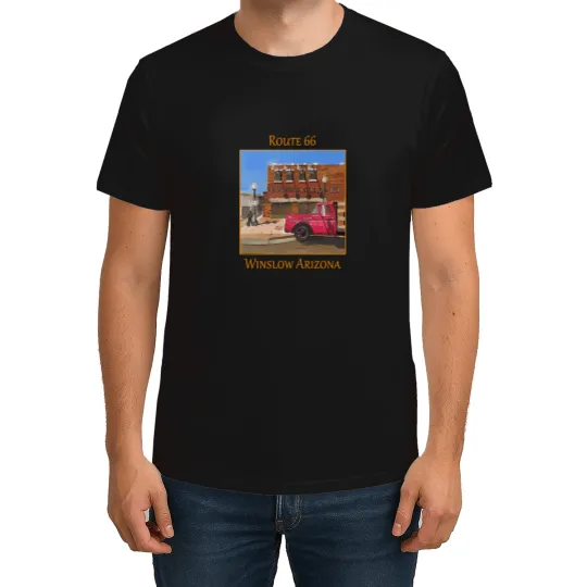 Discover Corner In Winslow Arizonna Route 66 Eagles Song Take It Easy - Welshdesigns T-Shirt T-Shirts