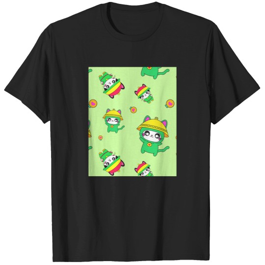 Discover Cute-Heart-Cat-Pattern-(1) T-Shirt T-Shirts