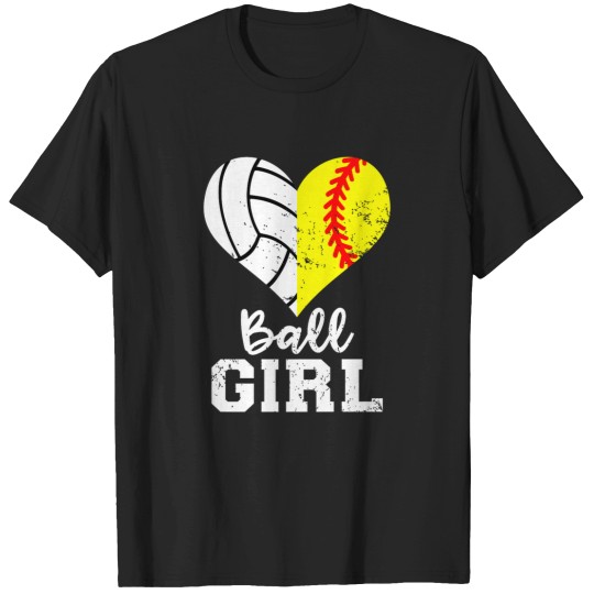 Discover ball girl heart funny softball volleyball premium T-Shirts
