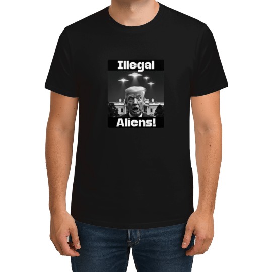 Discover Illegal Aliens. Trump Selfie Alien And Ufo Invasion_1 T-Shirts