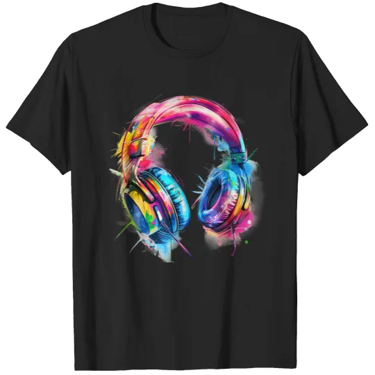 Discover Headphones Music Dj Colourful Music Headphones Music Lover T-Shirts