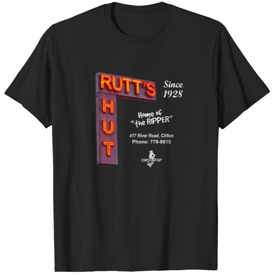 Discover Rutts Hut Hot Dogs White Logo T-Shirt T-Shirts