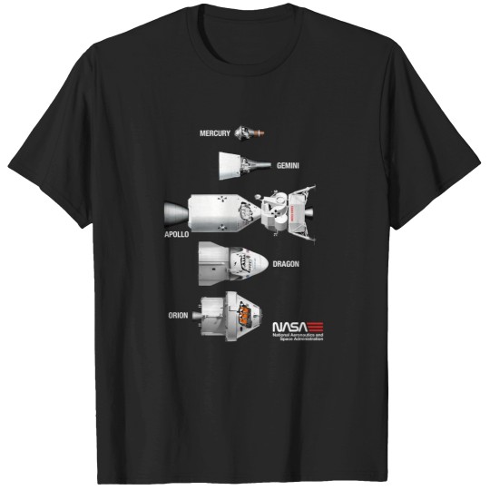 Discover Nasa Spacecraft Lineup - Mercury Gemini Apollo Dragon Orion T-Shirt T-Shirts