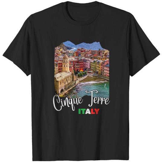 Discover Cinque Terre Aerial View Unisex adults Black Small Short Sleeve T-Shirts