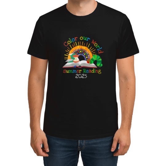 Discover Color Our World Summer Reading 2025 Caterpillar Book Rainbow T-Shirts