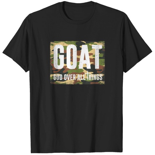 Discover goat god over all things camo camouflage christian bible tank top T-Shirts