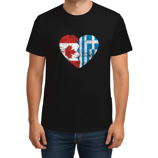 Discover Greek Canadian Flags Heart Canada Greece Roots Vintages T-Shirts