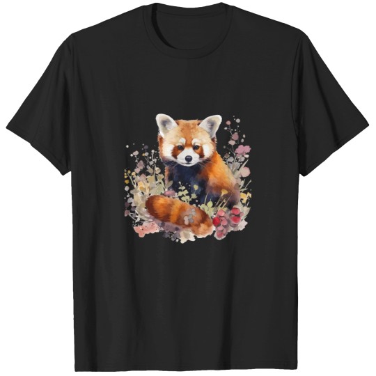 Discover Watercolor Flowers - Red Panda T-Shirts