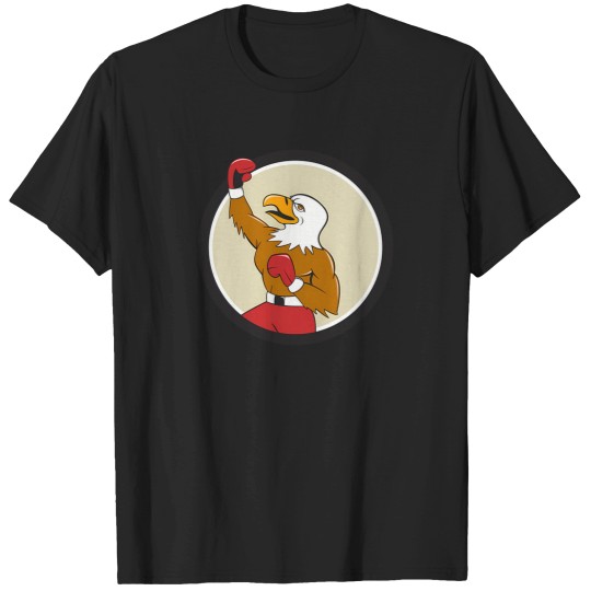 Discover Bald Eagle Boxer Pumping Fist Circle Cartoon T-Shirt T-Shirts
