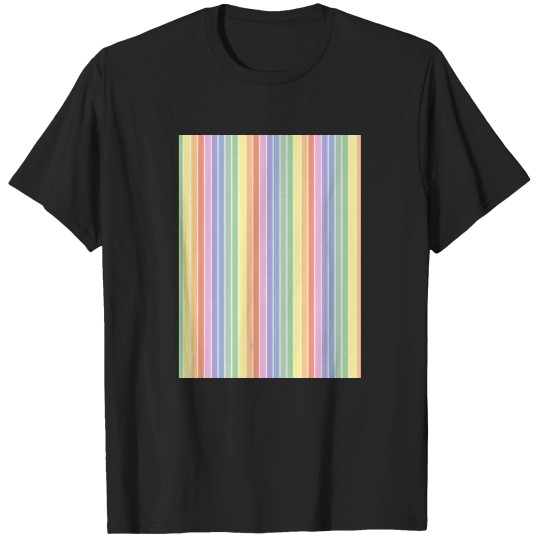 Discover vintages white and bright pastel rainbows stripes - vertical T-Shirts