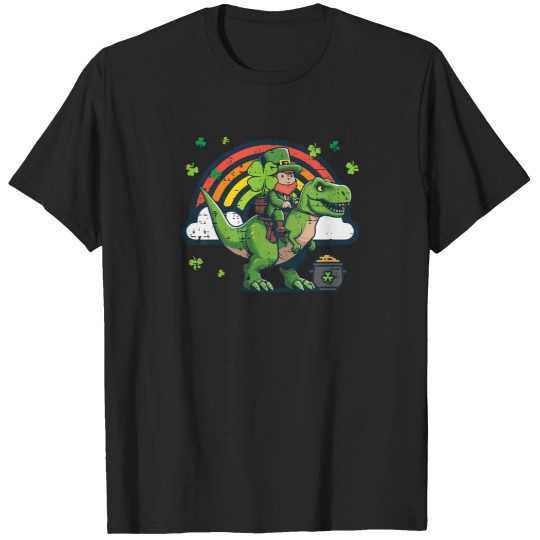 Discover Kids-St-Patricks-Day-Leprechaun-On-Dino-Saint-Pattys-Toddler-Boys-T-Shirt T-Shirts