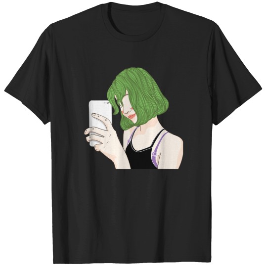 Discover Woman Phone Selfie Mobile Artiste Girl (1) T-Shirts