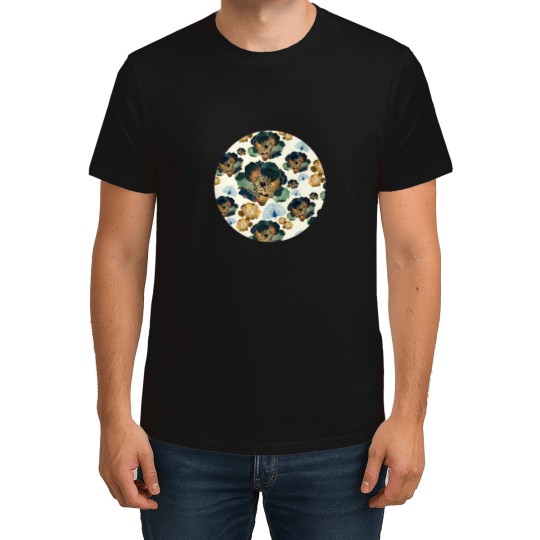 Discover Indigo Flowers And Peacocks T-Shirts