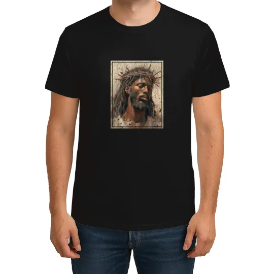 Discover Black Jesus Face Of Jesus Cross With Crown Of Thorns T-Shirts