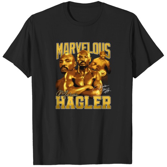 Discover Marvelous-Marvin-Hagler-Boxing-Legend-Signature-Vintage-Retro-80S-90S-Bootleg-Rap-Style-(4) T-Shirt T-Shirts