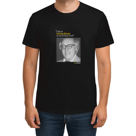 Discover Ray-Bradbury'S-Portrait-With-A-Creativity-Quote-(Inverse)---Copy T-Shirt T-Shirts