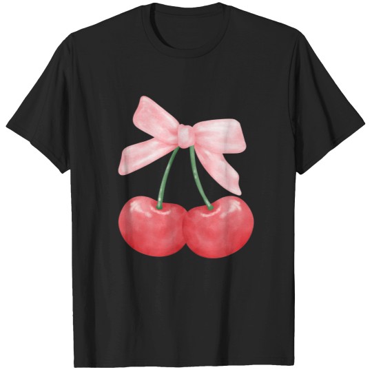 Discover Coquette Cherry and Bow Shirt, Aesthetic Cherry Shirt, Cute Ribbon Shirt