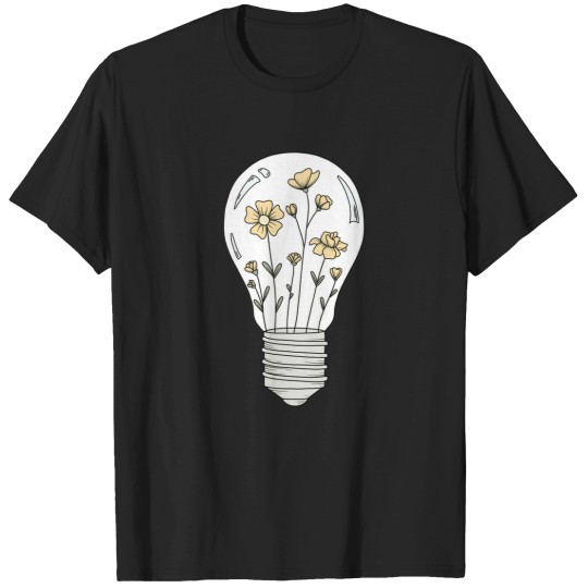 Discover Light Bulb with Yellow Flowers T-Shirts