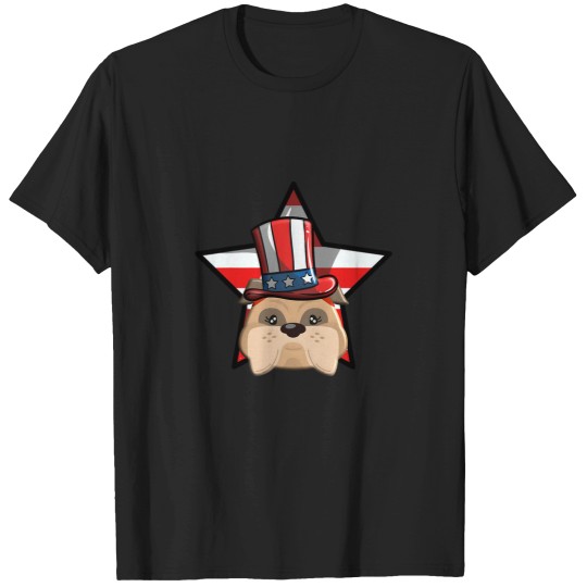 Discover Funny American Bulldog USA Flag Star 4th July T-Shirts