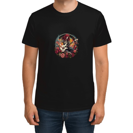 Discover woman playing guitar zombies and roses T-Shirts