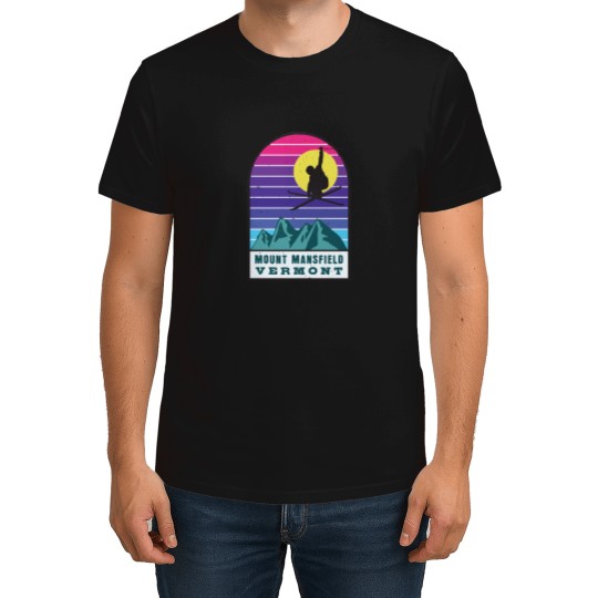 Discover skis Mount Mansfield Vermont Retro Sunset actives T-Shirts