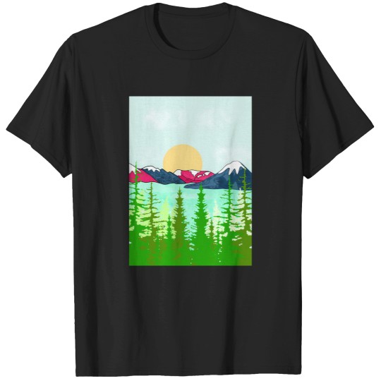 Discover Pink And Blue Mountain Spring Active T-Shirt 1568 T-Shirts
