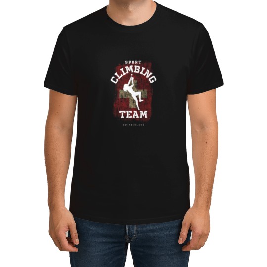 Discover Sport Climbing Switzerland Climber Bolted Climbing T-Shirts